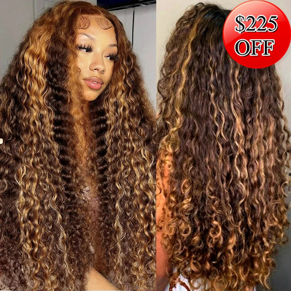 13x4 HD Lace Front Wig 250% Density Pre-Plucked Highlight Loose Wave Wig