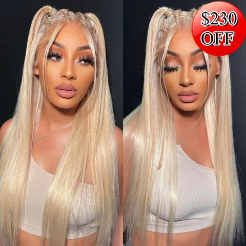 13x4 HD Lace FULL FRONTAL 613 blonde 180% Density 24 INCH Pre-Plucked Straight Wig