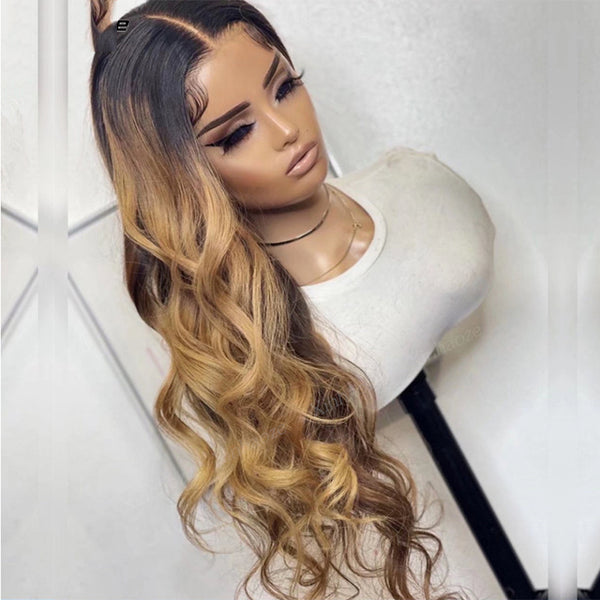 13x4/13x6 Transparent Lace Pre-plucked Ombre Blonde Body Wave Human Hair Wig