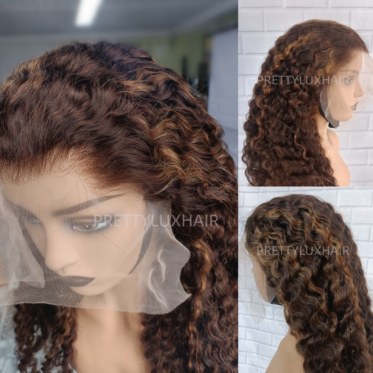 13x4/13x6 Transparent/Swiss Lace Front Highlight Color P2/30 Burmese Curly Wig