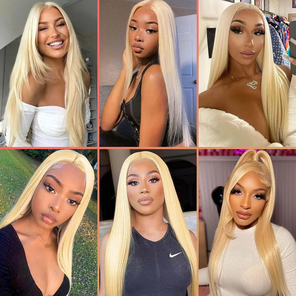 13x4 HD Lace FULL FRONTAL 613 blonde 180% Density 24 INCH Pre-Plucked Straight Wig