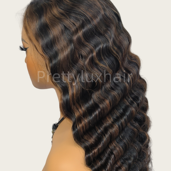 "Mini Knotless" Full Lace Swiss Lace Pre-Plucked Hairline Loose Wave Wig With Invisible Strap