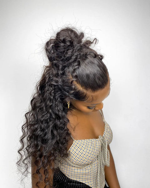 "Mini Knotless" Full Lace Swiss Lace Pre-Plucked Hairline Loose Wave Wig With Invisible Strap