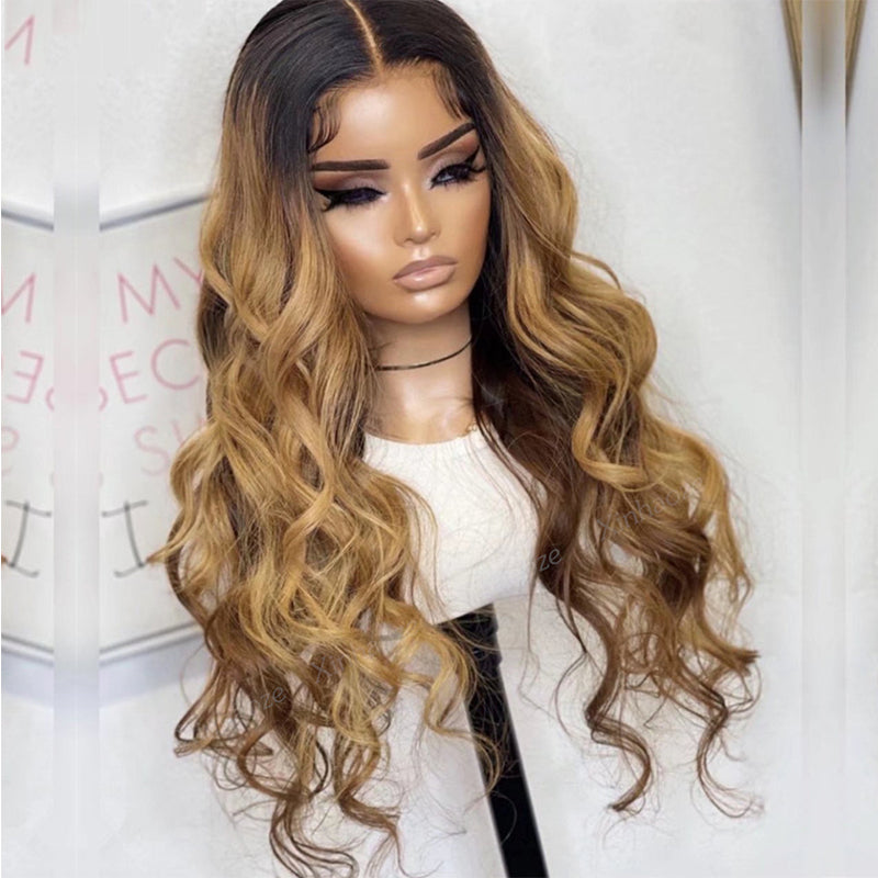 13x4/13x6 Transparent Lace Pre-plucked Ombre Blonde Body Wave Human Hair Wig