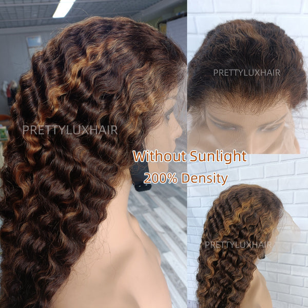 13x4/13x6 Transparent/Swiss Lace Front Highlight Color P2/30 Burmese Curly Wig