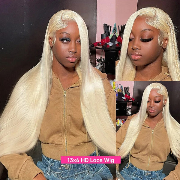 13x4 HD Lace FULL FRONTAL 613 blonde 180% Density 24 INCH Pre-Plucked Straight Wig