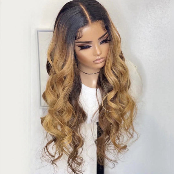 13x4/13x6 Transparent Lace Pre-plucked Ombre Blonde Body Wave Human Hair Wig