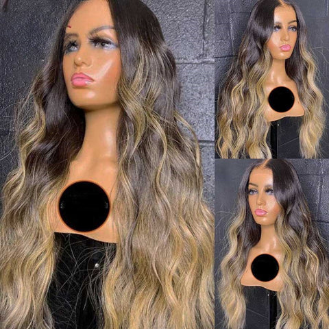 13x4/13x6 Transparent Lace Pre-plucked Ombre 1B/27 color Body Wave Human Hair Wig