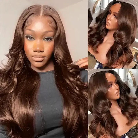 13x4 Swiss Lace Front Natural Black/#4 Brown Pre-Plucked 150%180%200% Body Wave Wig