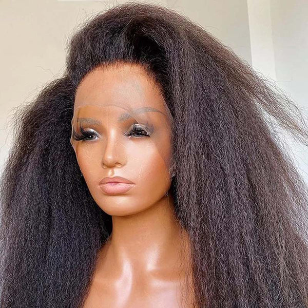 Upgraded Full Lace Wig (All Lace No Mesh) Super Pre-plucked Swiss/Transparent Lace Human Hair Wig with Invisible Strap Kinky Straight