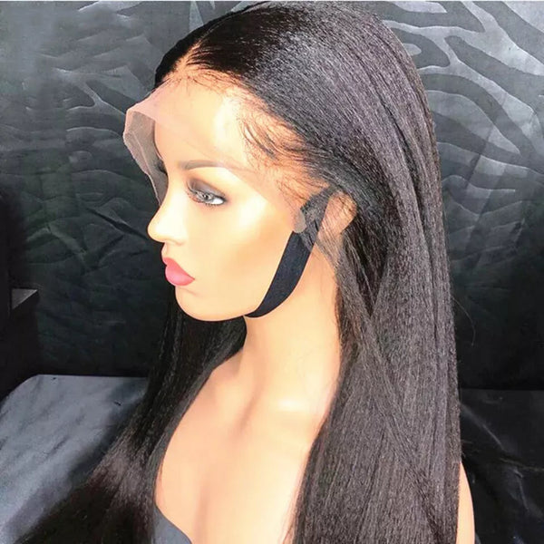 Upgraded Full Lace Wig (All Lace No Mesh) Super Pre-plucked Swiss/Transparent Lace Human Hair Wig with Invisible Strap Yaki Straight