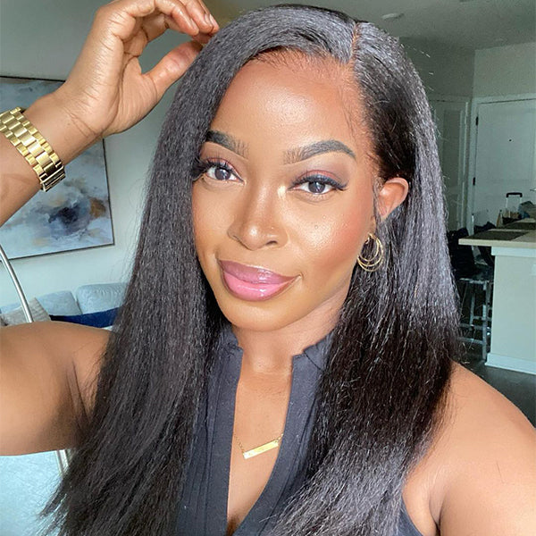 "Mini Knotless" 13x6 HD Lace SUPER Pre-Plucked Custom Hairline High Density Light Yaki Straight Wig